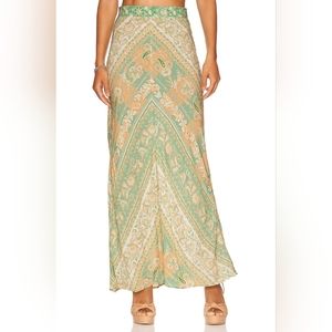 Spell Madame Peacock Maxi Skirt in Emerald Small